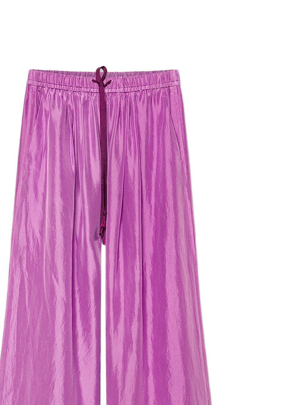 Pantaloni in seta Habotai con coulisse in viola Forte forte - donna 