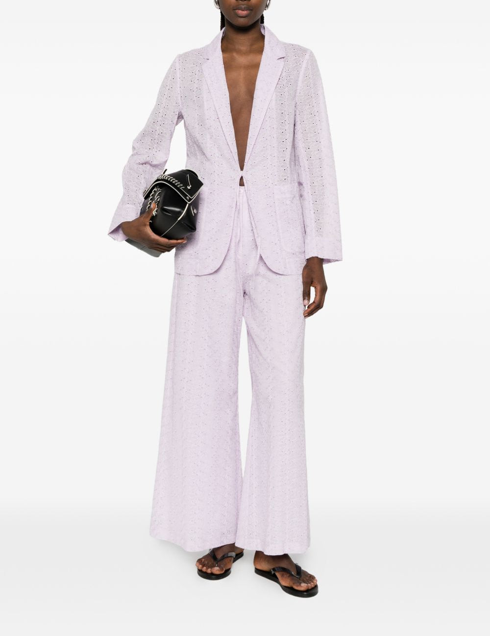 Pantaloni broderie-anglaise in viola Forte forte - donna 