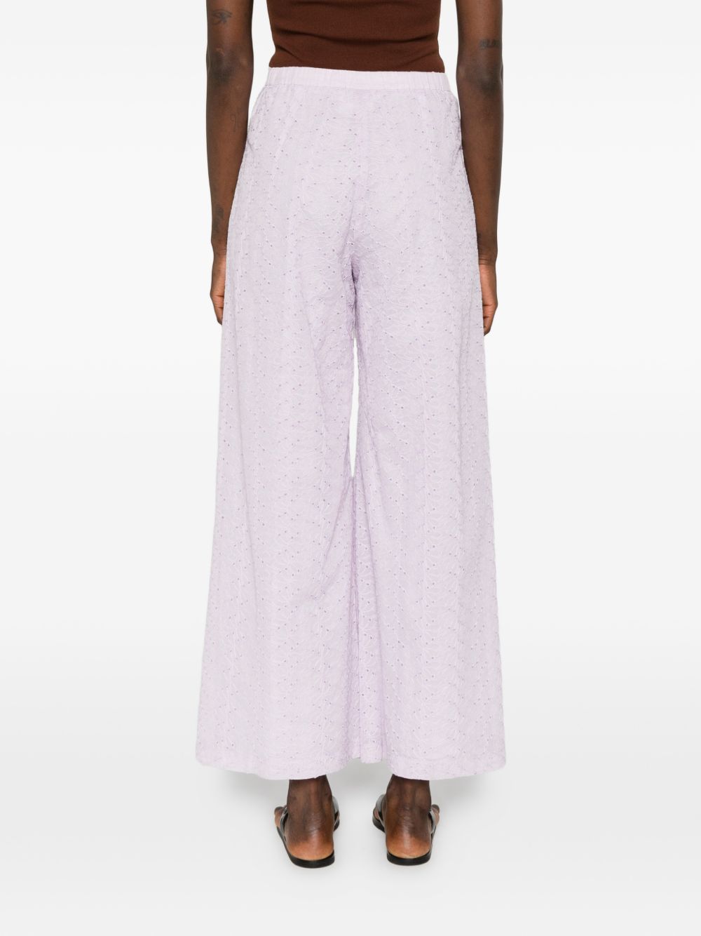 Pantaloni broderie-anglaise in viola Forte forte - donna 