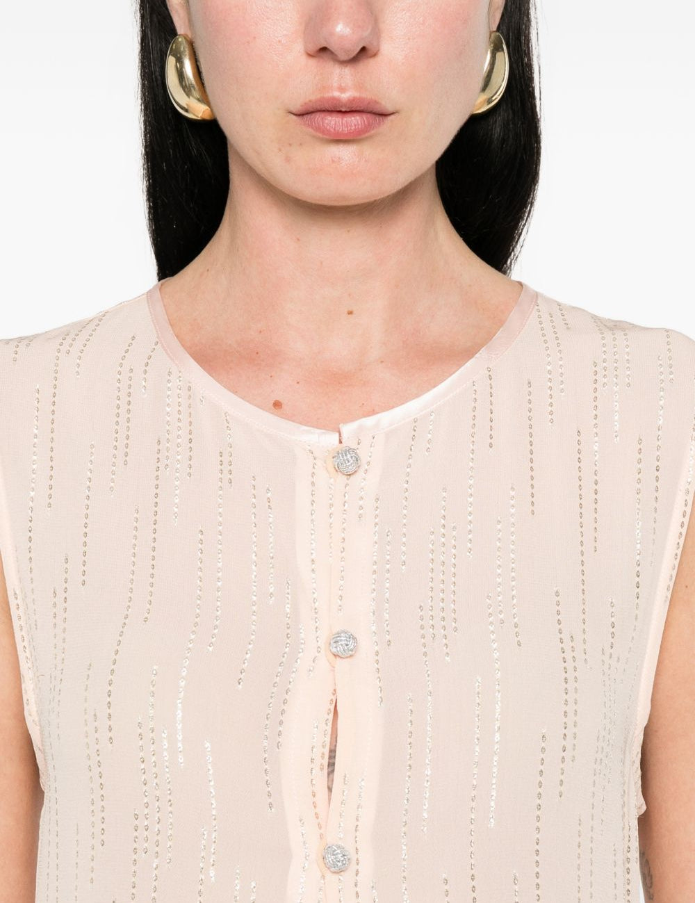 Top lungo con spacco centrale in rosa Forte forte - donna 