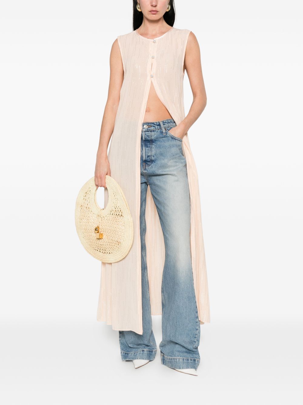 Top lungo con spacco centrale in rosa Forte forte - donna 