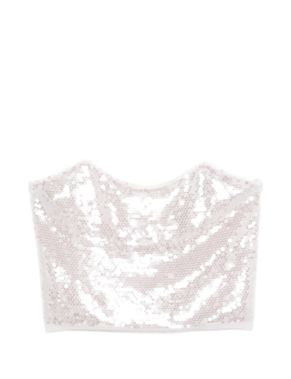 Top con spalline e paillettes in argento Forte forte - donna 