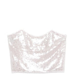 Top con spalline e paillettes in argento Forte forte - donna 