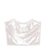 Top con spalline e paillettes in argento Forte forte - donna 