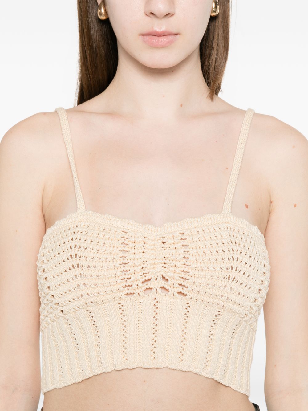 Top bralette ricamata in beige forte forte - donna 