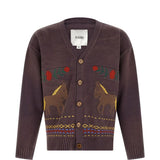 Cardigan con motivo a cavallo in jacquard in marrone Found - unisex 