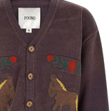Cardigan con motivo a cavallo in jacquard in marrone Found - unisex 