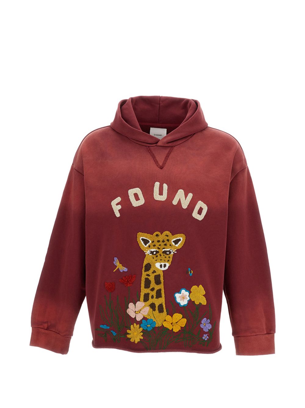 Felpa con taglio grezzo e ricamo in ciniglia in rosso Found - unisex 