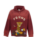 Felpa con taglio grezzo e ricamo in ciniglia in rosso Found - unisex 