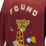 Felpa con taglio grezzo e ricamo in ciniglia in rosso Found - unisex 