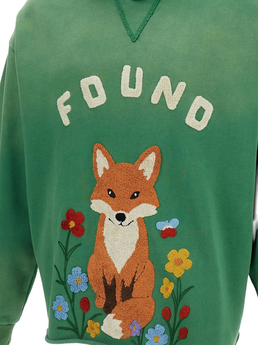 Felpa con ricamo in ciniglia in verde Found - unisex 