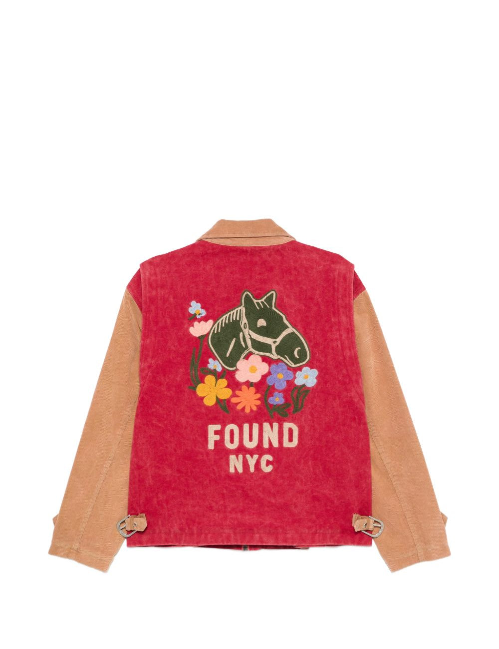 Giacca con design a pannelli field in beige e rosso Found - unisex 