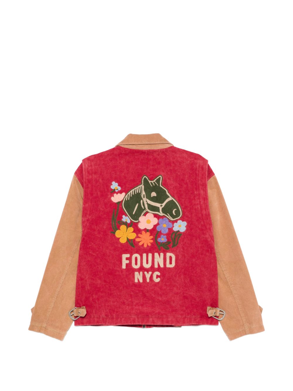 Giacca con design a pannelli field in beige e rosso Found - unisex 
