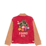 Giacca con design a pannelli field in beige e rosso Found - unisex 