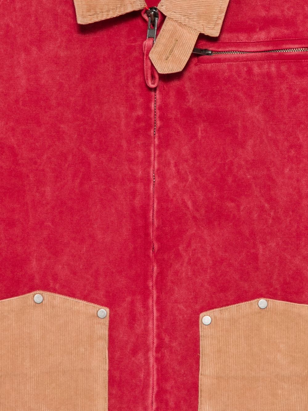 Giacca con design a pannelli field in beige e rosso Found - unisex 
