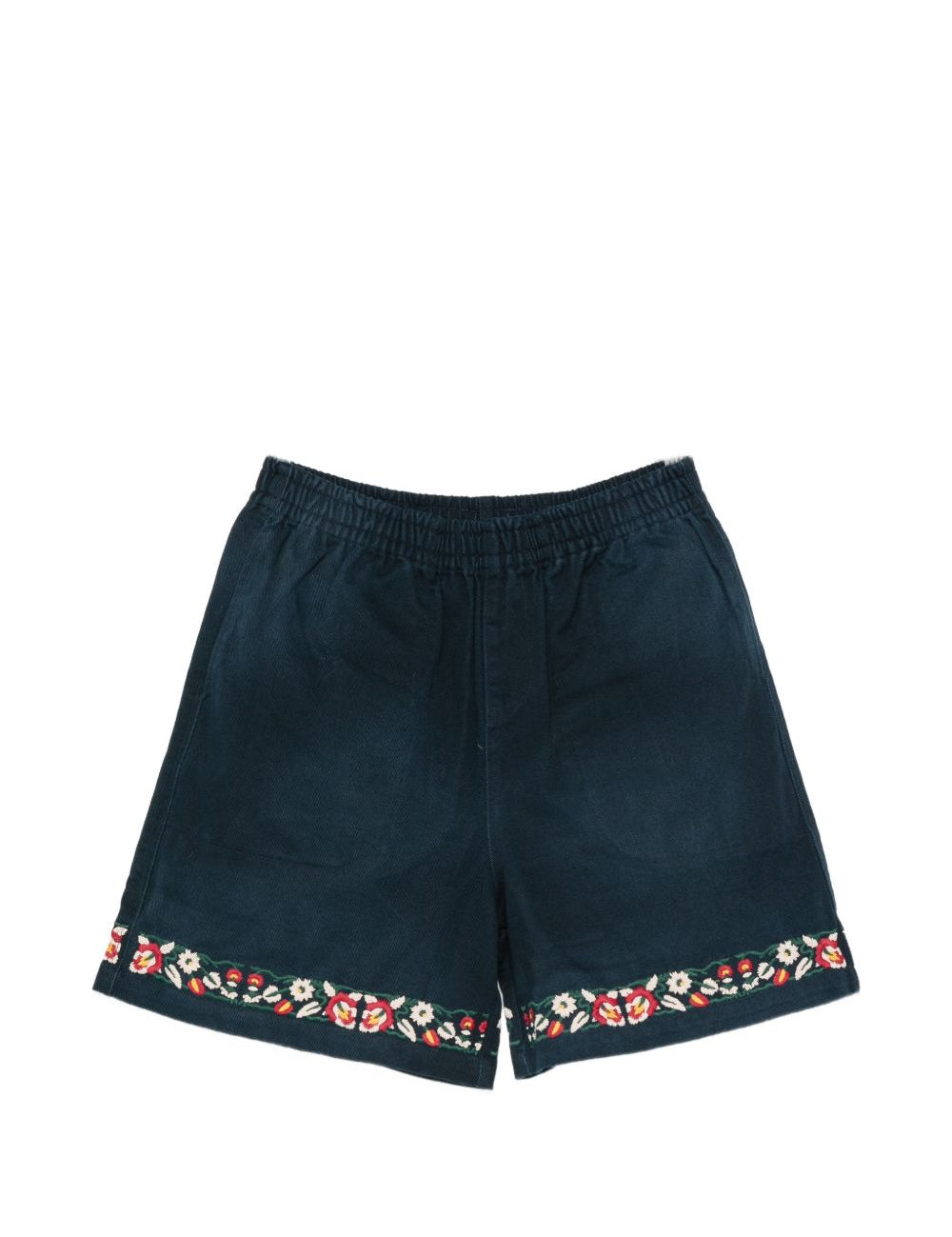 Shorts in twill con ricami floreali in blu Found - uomo 