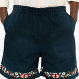 Shorts in twill con ricami floreali in blu Found - uomo 