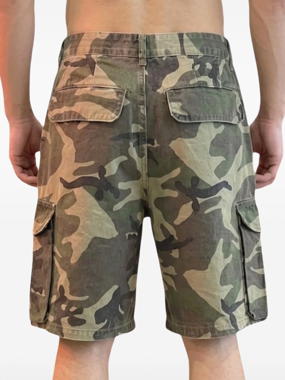 Pantaloncini con stampa patchwork in verde Found - uomo 