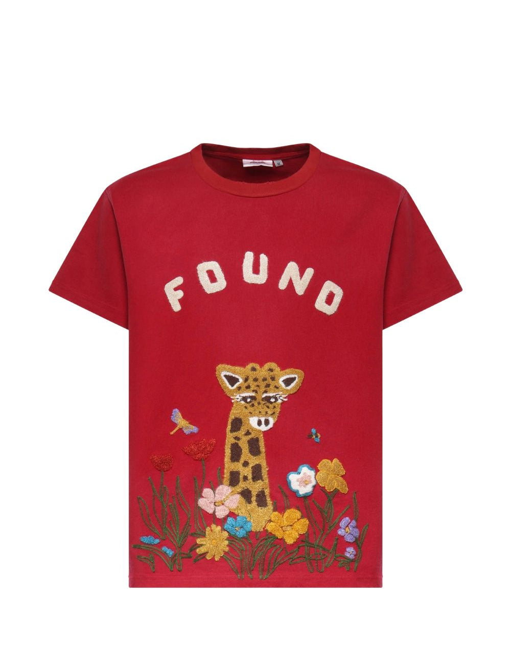 T-shirt con stampa wildlife chenille in rosso Found- unisex 