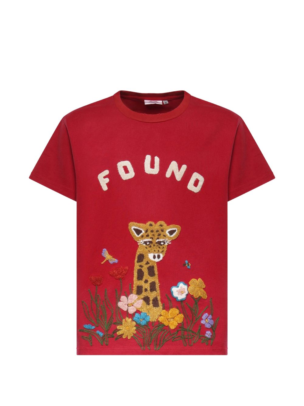 T-shirt con stampa wildlife chenille in rosso Found- unisex 