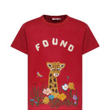 T-shirt con stampa wildlife chenille in rosso Found- unisex 
