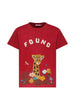 T-shirt con stampa wildlife chenille in rosso Found- unisex