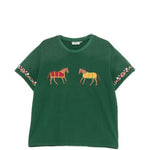 T-shirt con cavallo ricamato in verde Found - uomo 