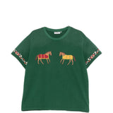 T-shirt con cavallo ricamato in verde Found - uomo 