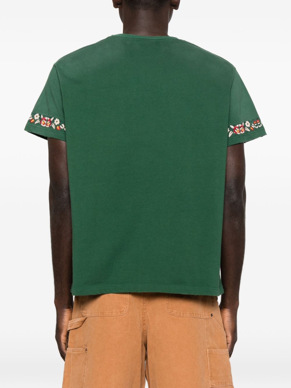 T-shirt con cavallo ricamato in verde Found - uomo 