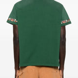T-shirt con cavallo ricamato in verde Found - uomo 