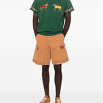 T-shirt con cavallo ricamato in verde Found - uomo 