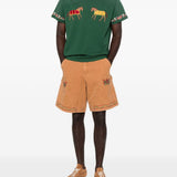 T-shirt con cavallo ricamato in verde Found - uomo 