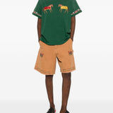 T-shirt con cavallo ricamato in verde Found - uomo 