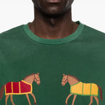 T-shirt con cavallo ricamato in verde Found - uomo 