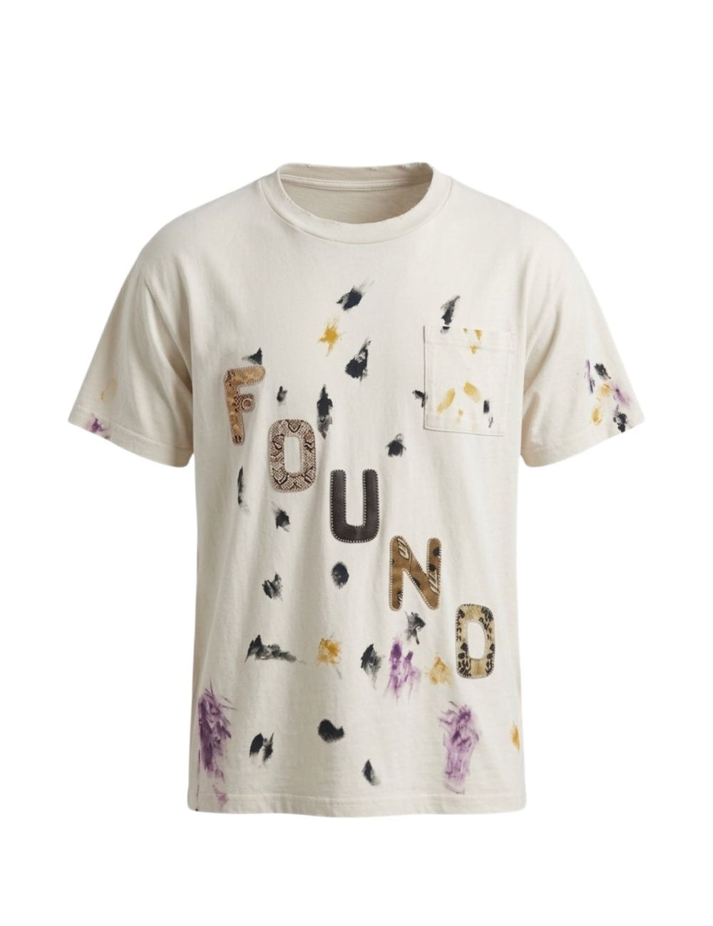 T-shirt con logo dipinto in avorio Found - unisex 