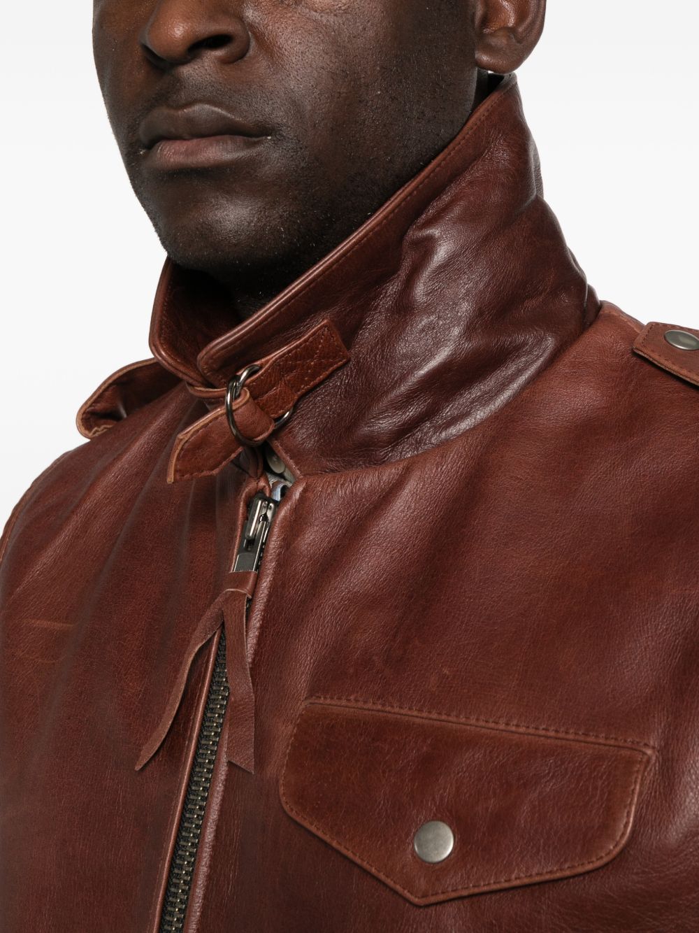 Gilet di pelle con tasche in marrone Found - unisex 
