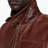 Gilet di pelle con tasche in marrone Found - unisex 