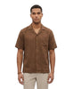 Short-sleeved linen shirt in brown