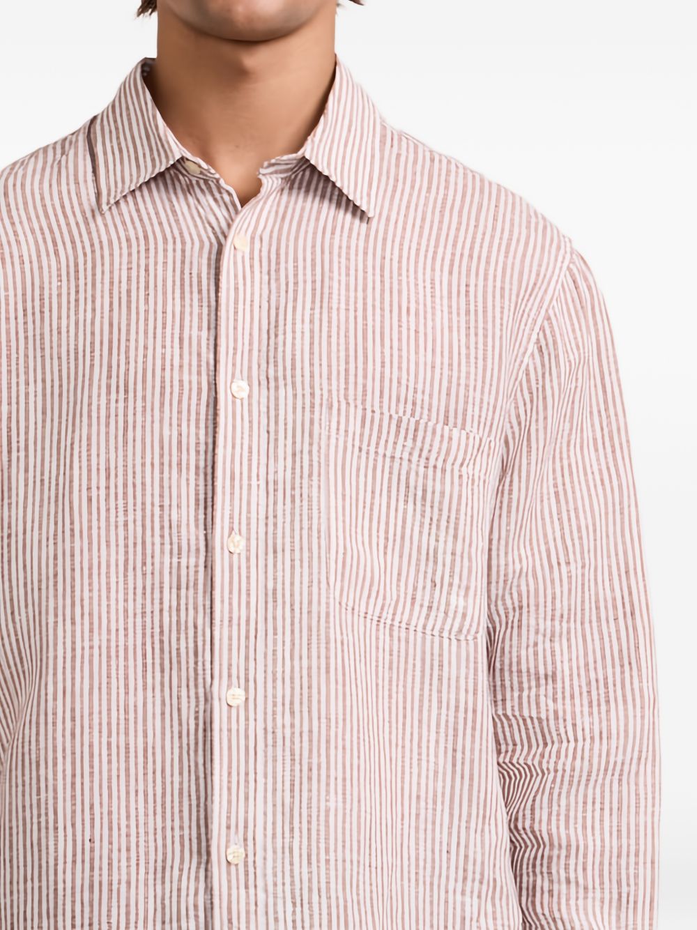 Camicia a righe in lino in beige Frescobol carioca - uomo 
