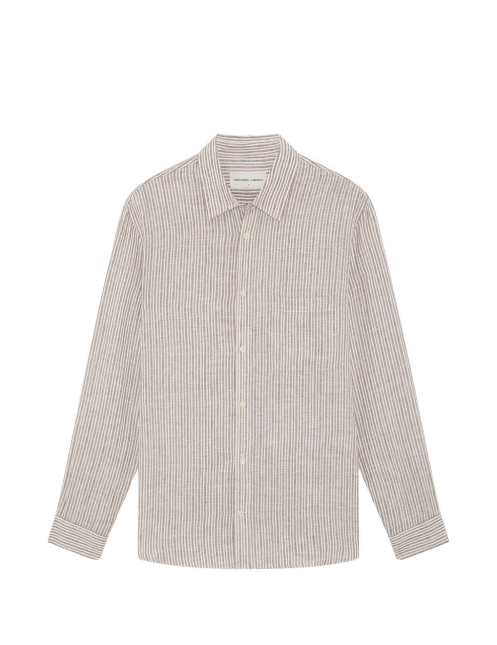 Camicia a righe in lino in beige Frescobol carioca - uomo 