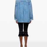 Giacca denim con design patchwork con tasche in blu 
