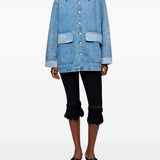 Giacca denim con design patchwork con tasche in blu 