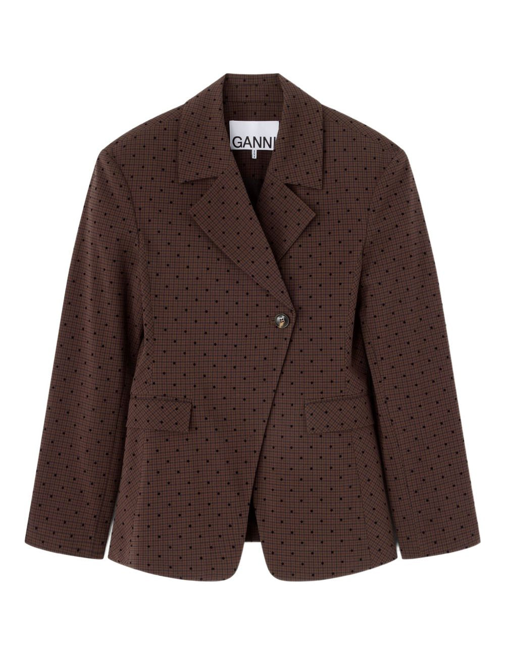 Blazer monopetto a pois in marrone Ganni - donna 