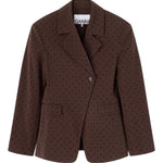 Blazer monopetto a pois in marrone Ganni - donna 