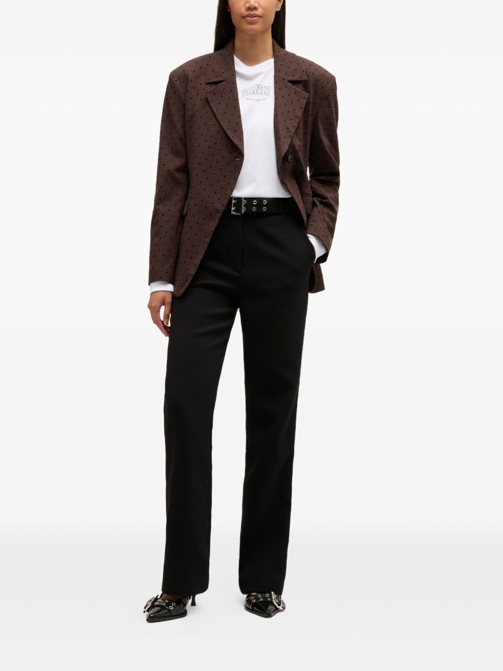 Blazer monopetto a pois in marrone Ganni - donna 