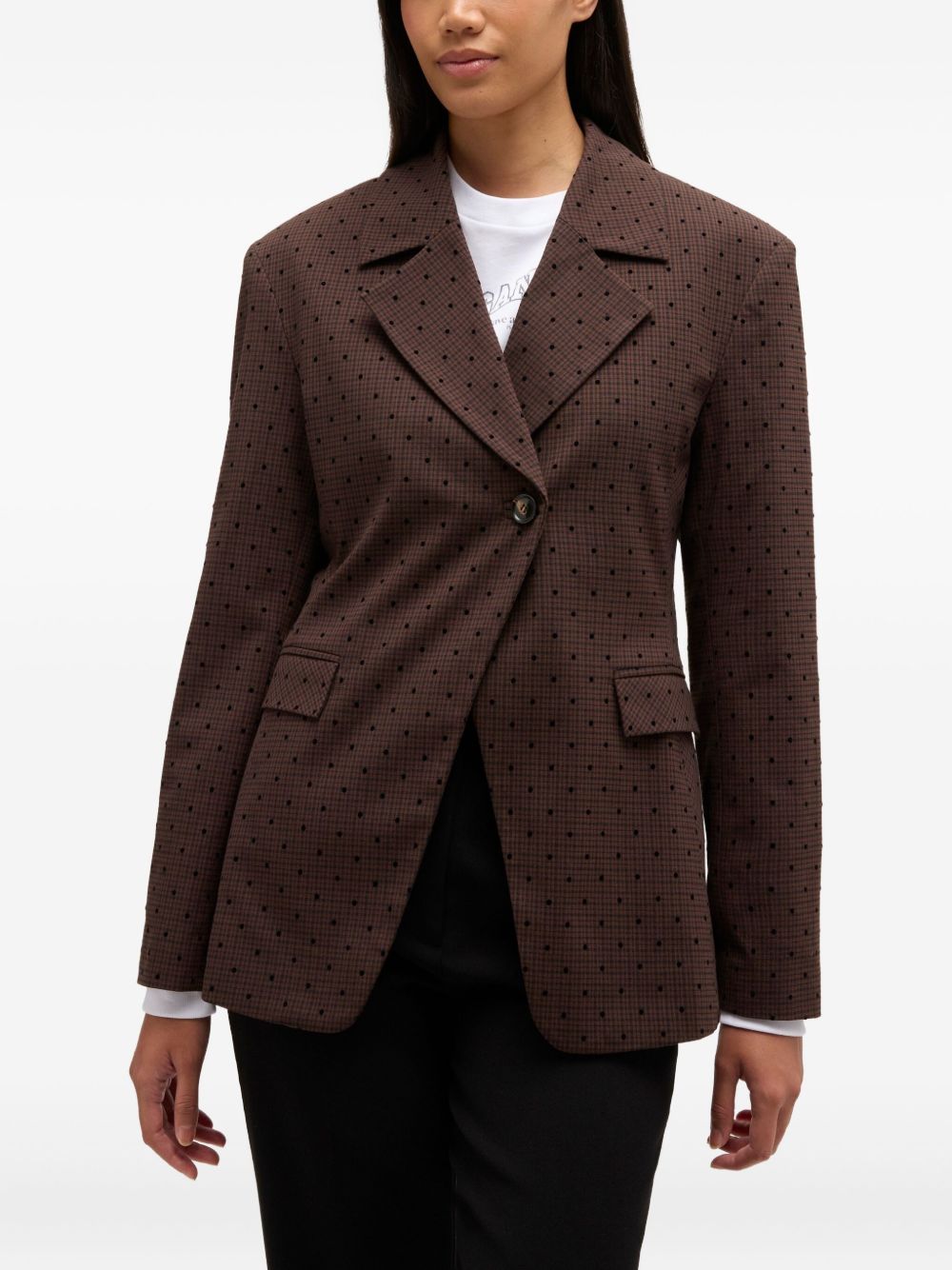 Blazer monopetto a pois in marrone Ganni - donna 