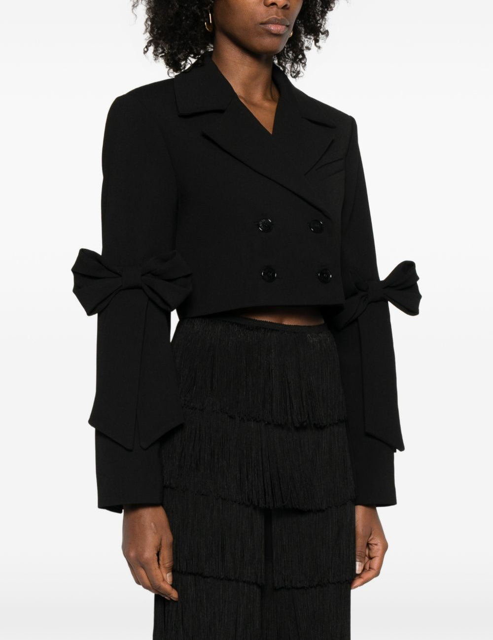 Giacca doppiopetto cropped in nero Ganni - donna 