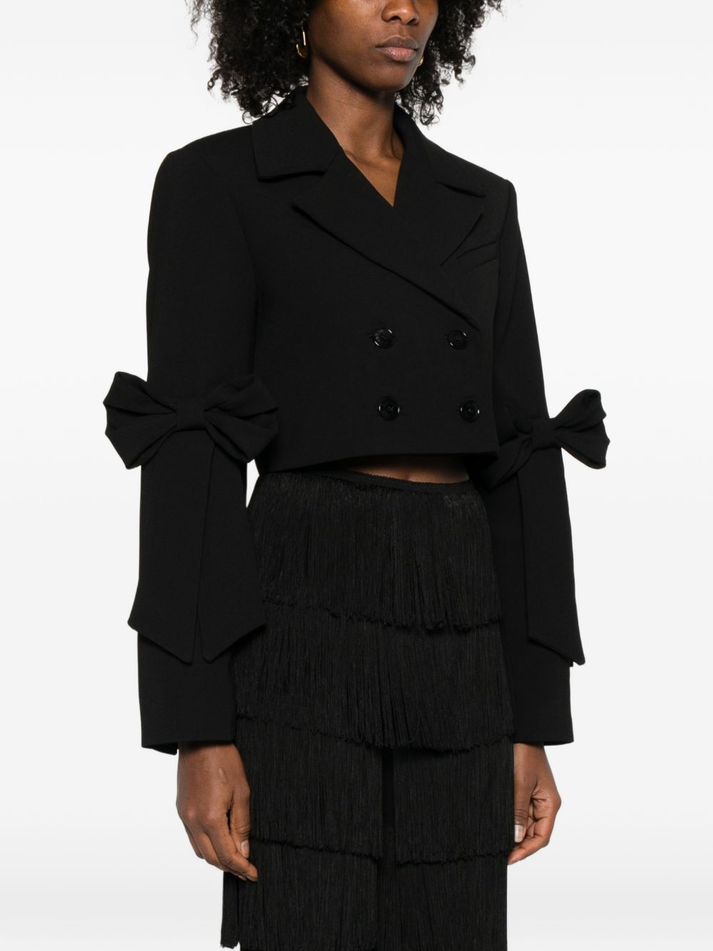 Giacca doppiopetto cropped in nero Ganni - donna 