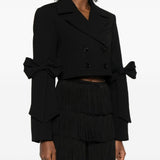 Giacca doppiopetto cropped in nero Ganni - donna 
