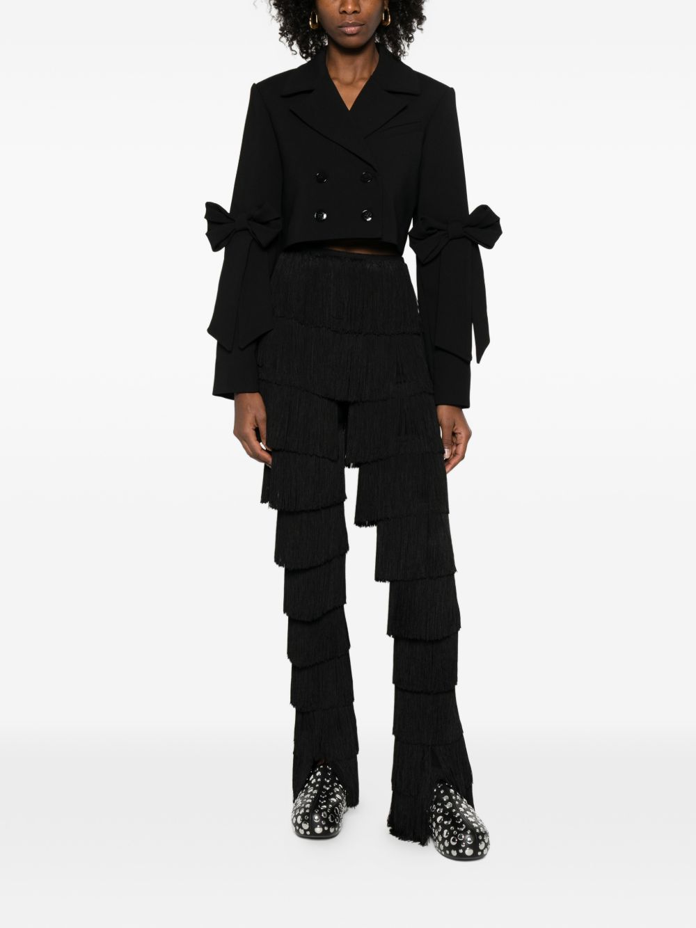 Giacca doppiopetto cropped in nero Ganni - donna 